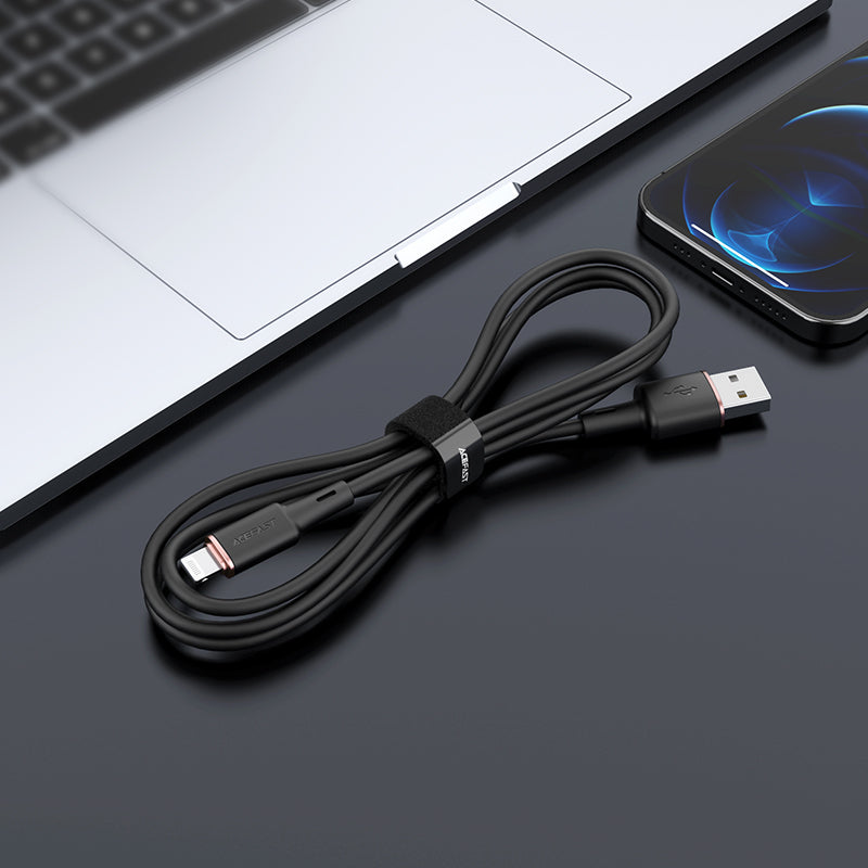 Acefast MFI USB - Lightning laidas 1.2 m, 2.4A, juodas (C2-02 black)