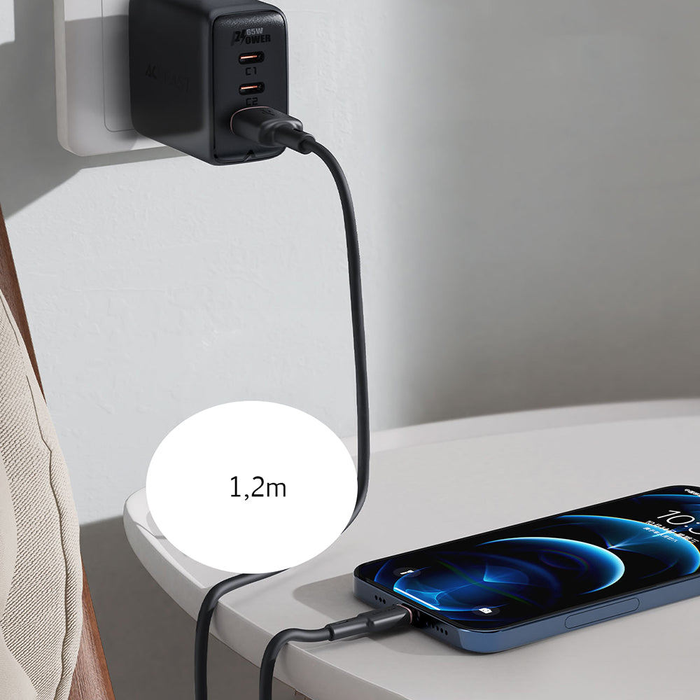Acefast USB - USB-C laidas 1.2 m, 3A, baltas (C2-04 white)