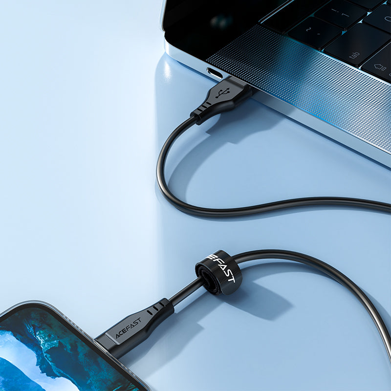 Acefast MFI USB - Lightning laidas 1.2 m, 2.4A, juodas (C3-02 black)