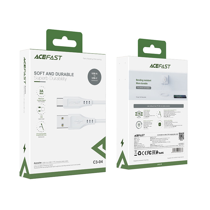 Acefast USB - USB-C laidas 1.2 m, 3A, baltas (C3-04 white)