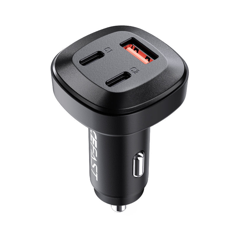 Acefast automobilinis įkroviklis 66W 2x USB Type-C / USB, PPS, Power Delivery, Quick Charge 4.0, AFC, FCP, SCP, juodas (B3 juodas)