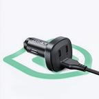 Acefast automobilinis įkroviklis 66W 2x USB Type-C / USB, PPS, Power Delivery, Quick Charge 4.0, AFC, FCP, SCP, juodas (B3 juodas)