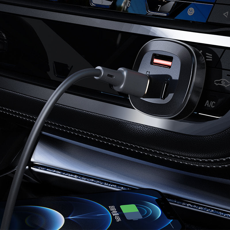 Acefast automobilinis įkroviklis 66W 2x USB Type-C / USB, PPS, Power Delivery, Quick Charge 4.0, AFC, FCP, SCP, juodas (B3 juodas)