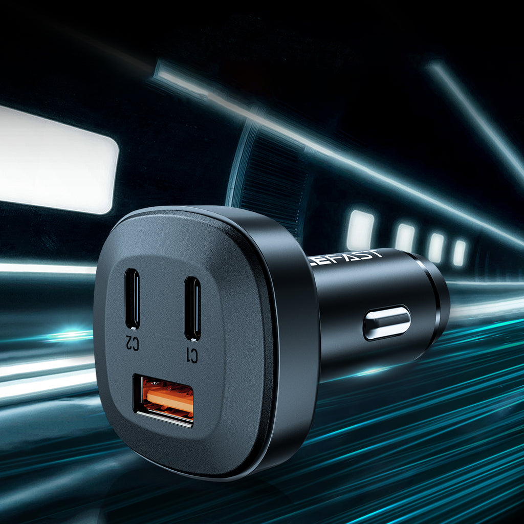Acefast automobilinis įkroviklis 66W 2x USB Type-C / USB, PPS, Power Delivery, Quick Charge 4.0, AFC, FCP, SCP, juodas (B3 juodas)