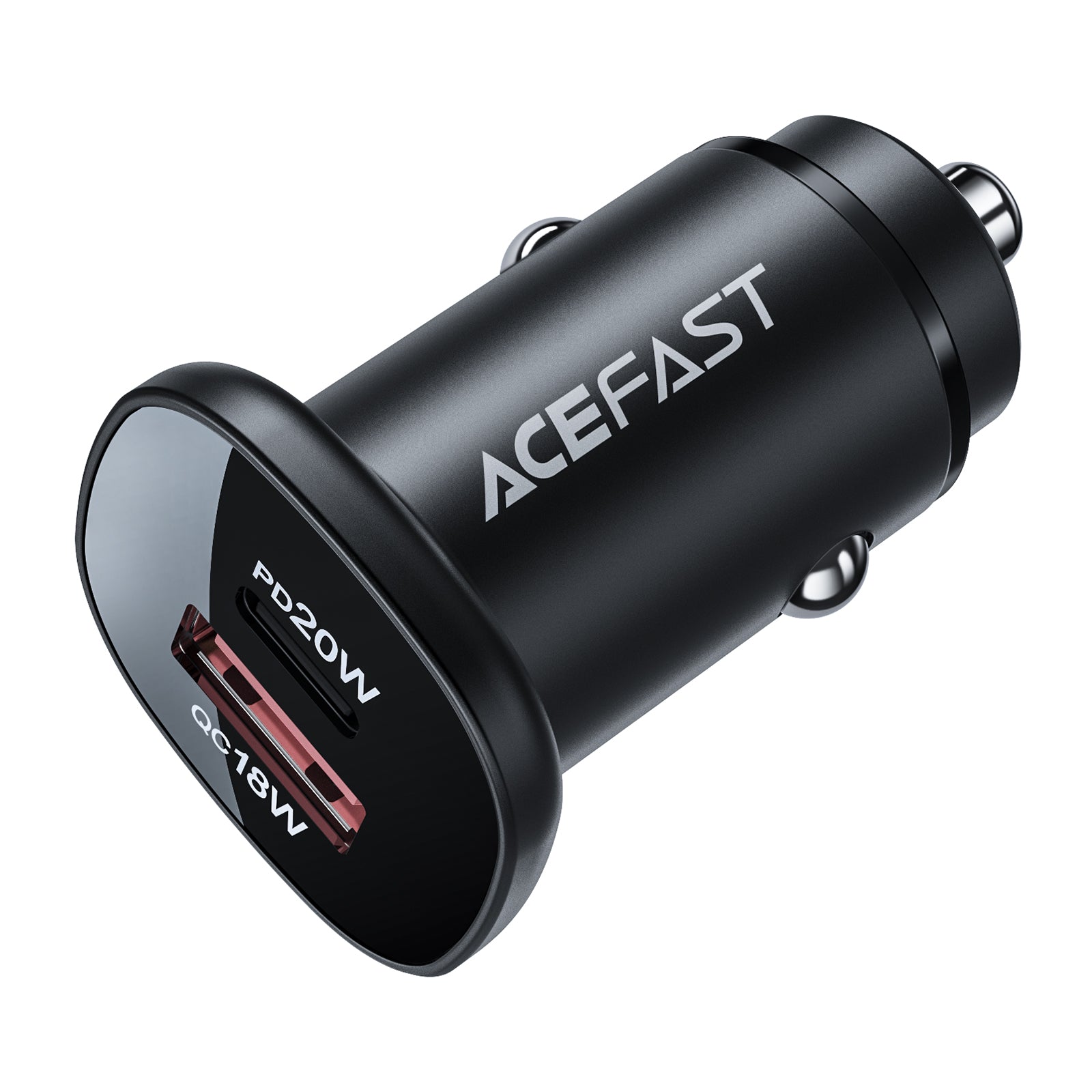 Acefast automobilinis įkroviklis 38W USB Type-C / USB, PPS, Power Delivery, Quick Charge 3.0, AFC, FCP, juodas (B1 juodas)