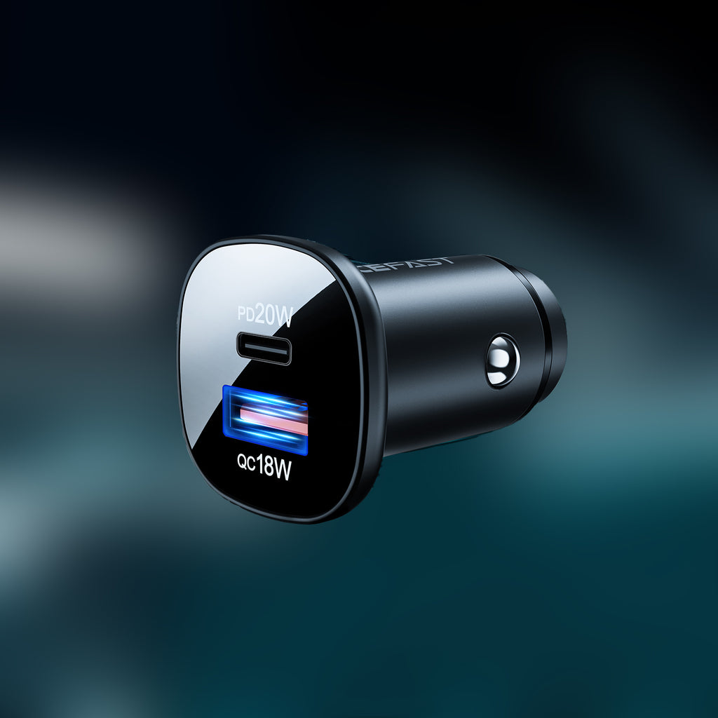 Acefast automobilinis įkroviklis 38W USB Type-C / USB, PPS, Power Delivery, Quick Charge 3.0, AFC, FCP, juodas (B1 juodas)