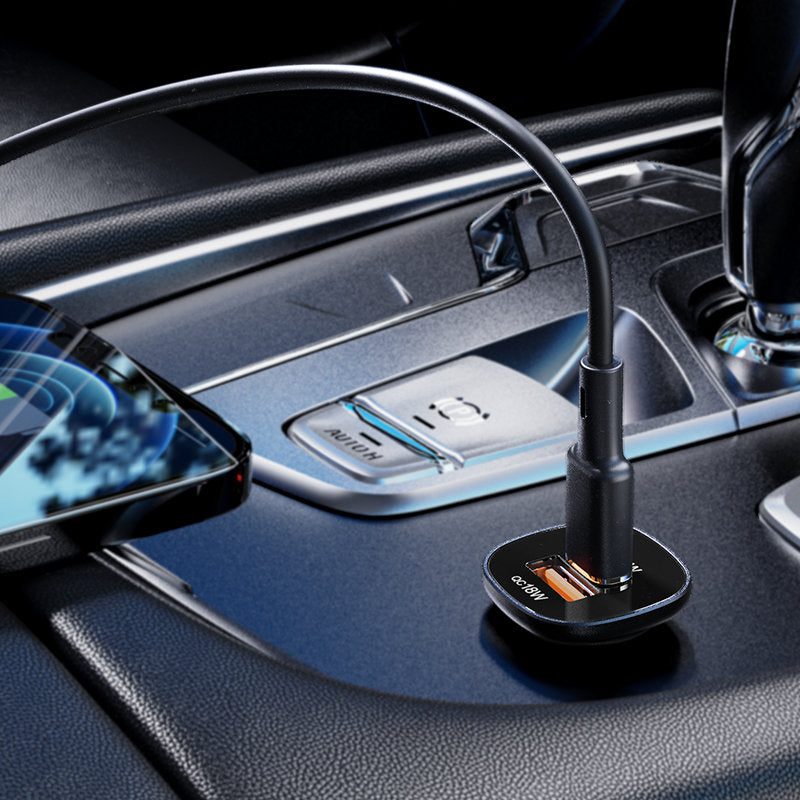 Acefast automobilinis įkroviklis 38W USB Type-C / USB, PPS, Power Delivery, Quick Charge 3.0, AFC, FCP, juodas (B1 juodas)
