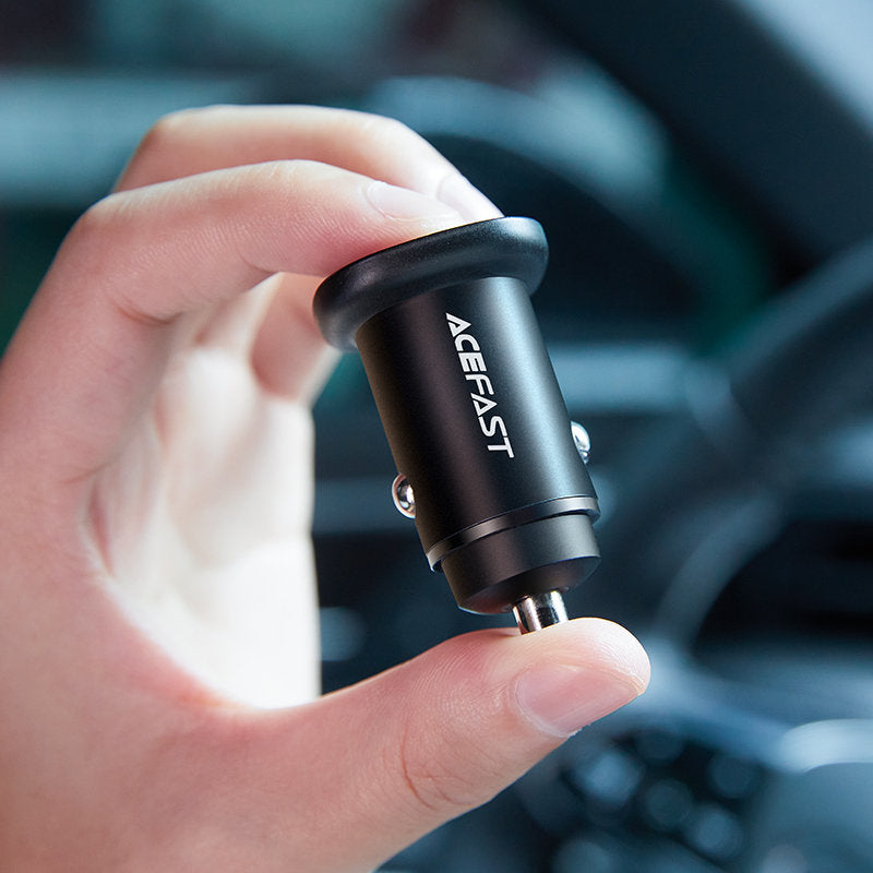 Acefast automobilinis įkroviklis 38W USB Type-C / USB, PPS, Power Delivery, Quick Charge 3.0, AFC, FCP, juodas (B1 juodas)