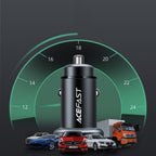 Acefast automobilinis įkroviklis 38W USB Type-C / USB, PPS, Power Delivery, Quick Charge 3.0, AFC, FCP, juodas (B1 juodas)
