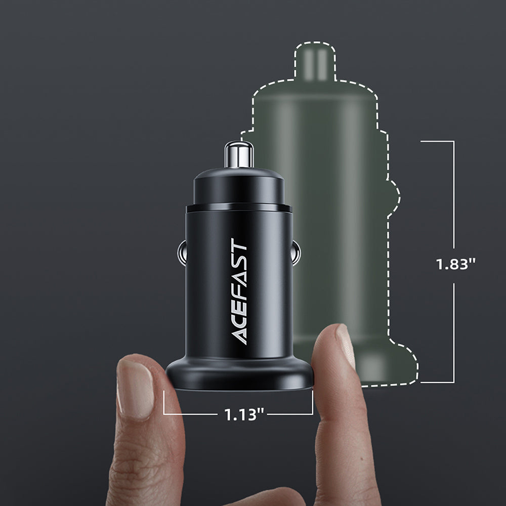 Acefast automobilinis įkroviklis 38W USB Type-C / USB, PPS, Power Delivery, Quick Charge 3.0, AFC, FCP, juodas (B1 juodas)