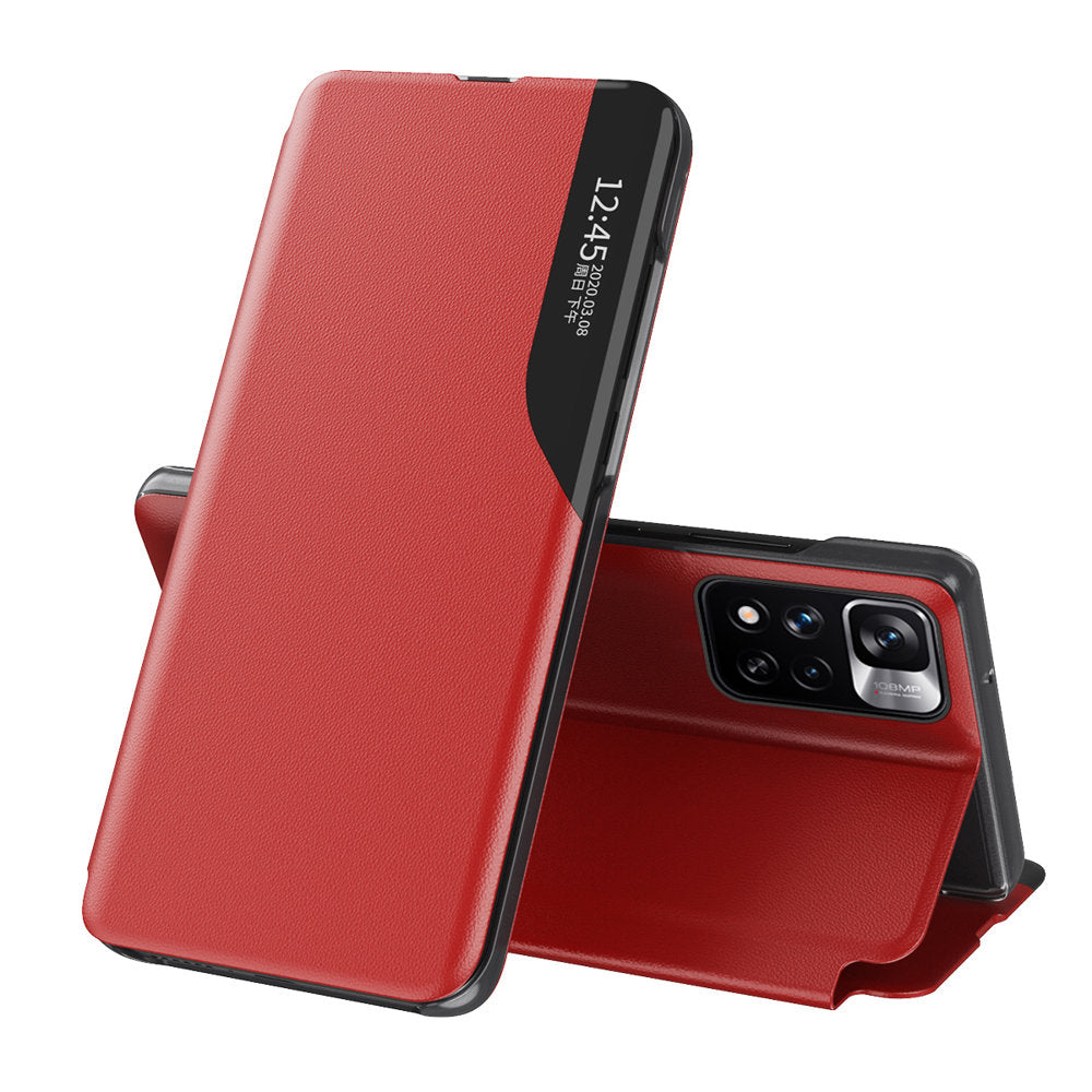 Eco Leather View dėklas Poco M4 Pro 5G – raudonas -- Xiaomi Poco M4 Pro