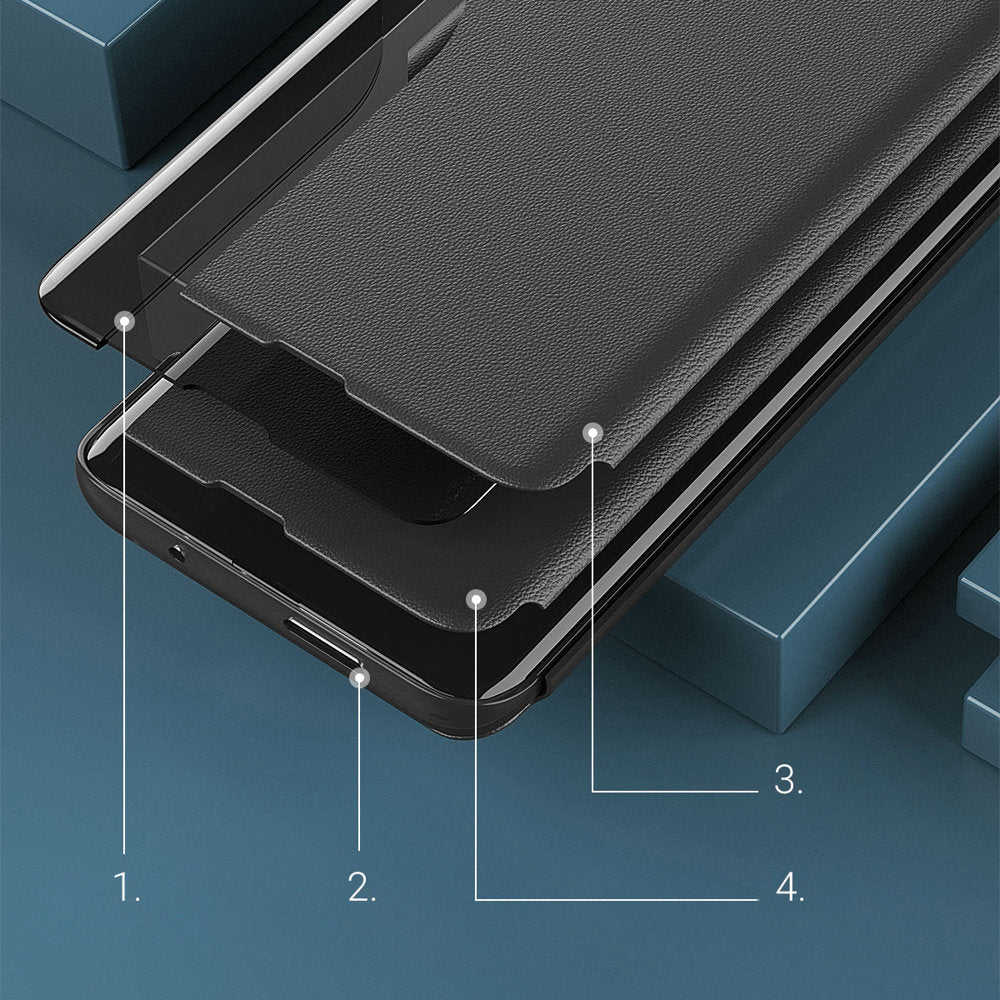 Eco Leather View dėklas Poco M4 Pro 5G – raudonas -- Xiaomi Poco M4 Pro