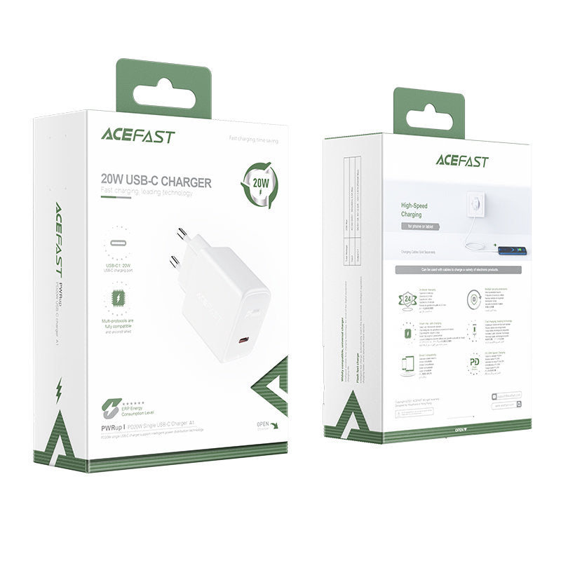 Acefast greitas USB Type-C 20W Power Delivery įkroviklis, baltas (A1 EU baltas)