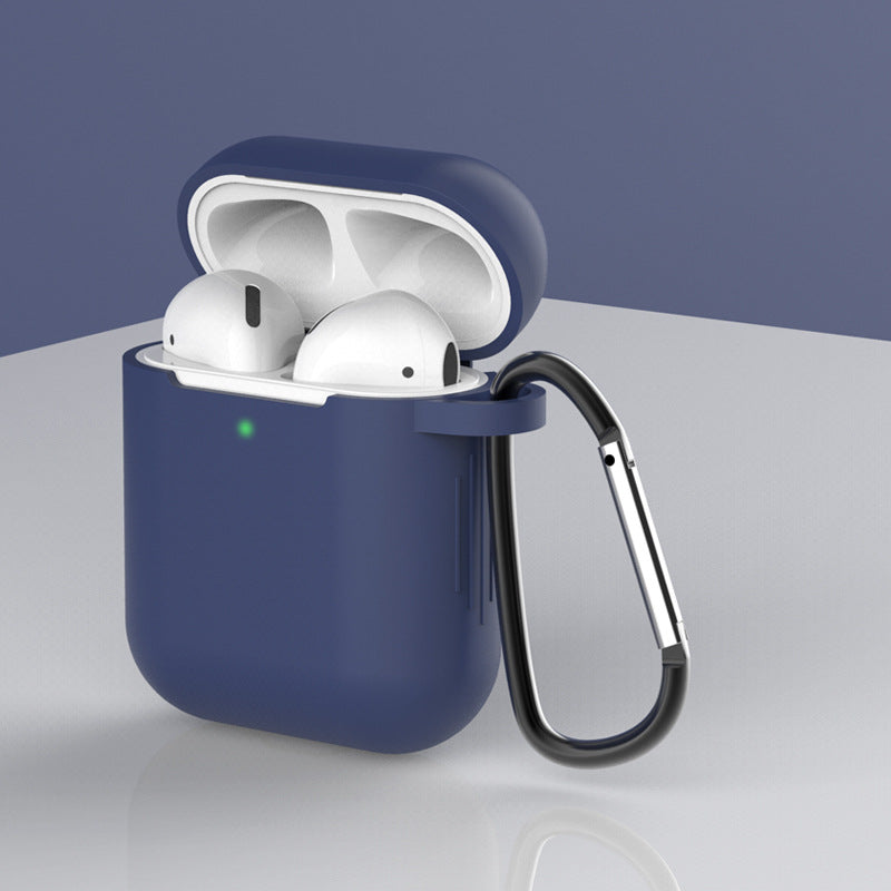 Silikoninis dėklas AirPods 1/2 su karabinu – mėlynas