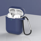 Silikoninis dėklas AirPods 1/2 su karabinu – mėlynas