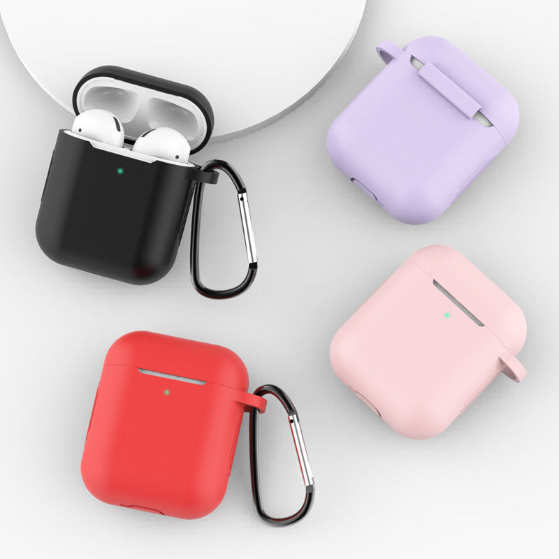 Silikoninis dėklas AirPods 1/2 su karabinu – mėlynas