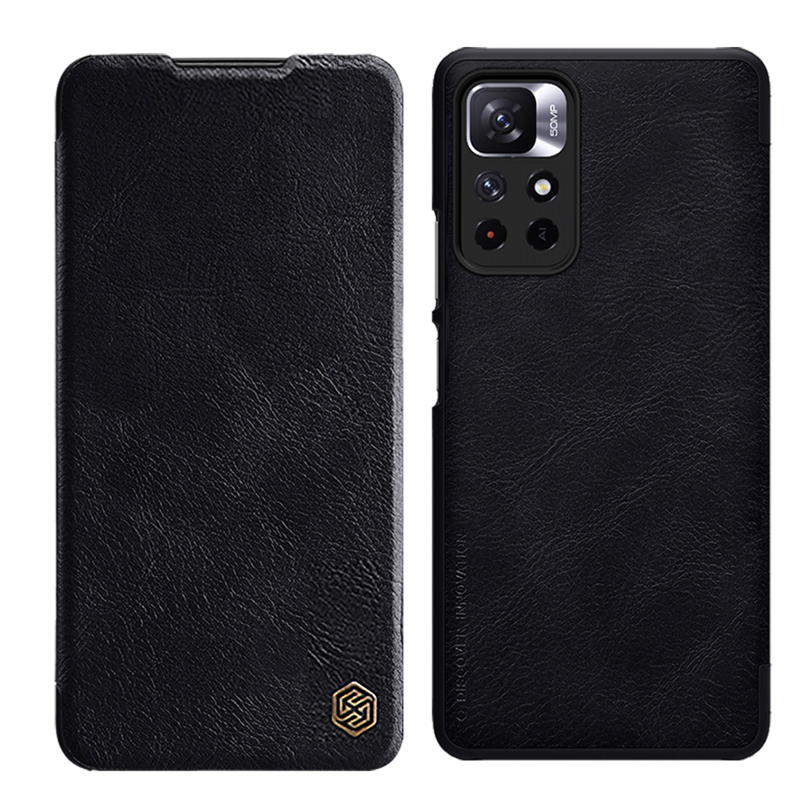 Nillkin Qin dėklas Redmi Note 11T/11S/Poco M4 Pro – juodas -- Xiaomi Poco M4 Pro