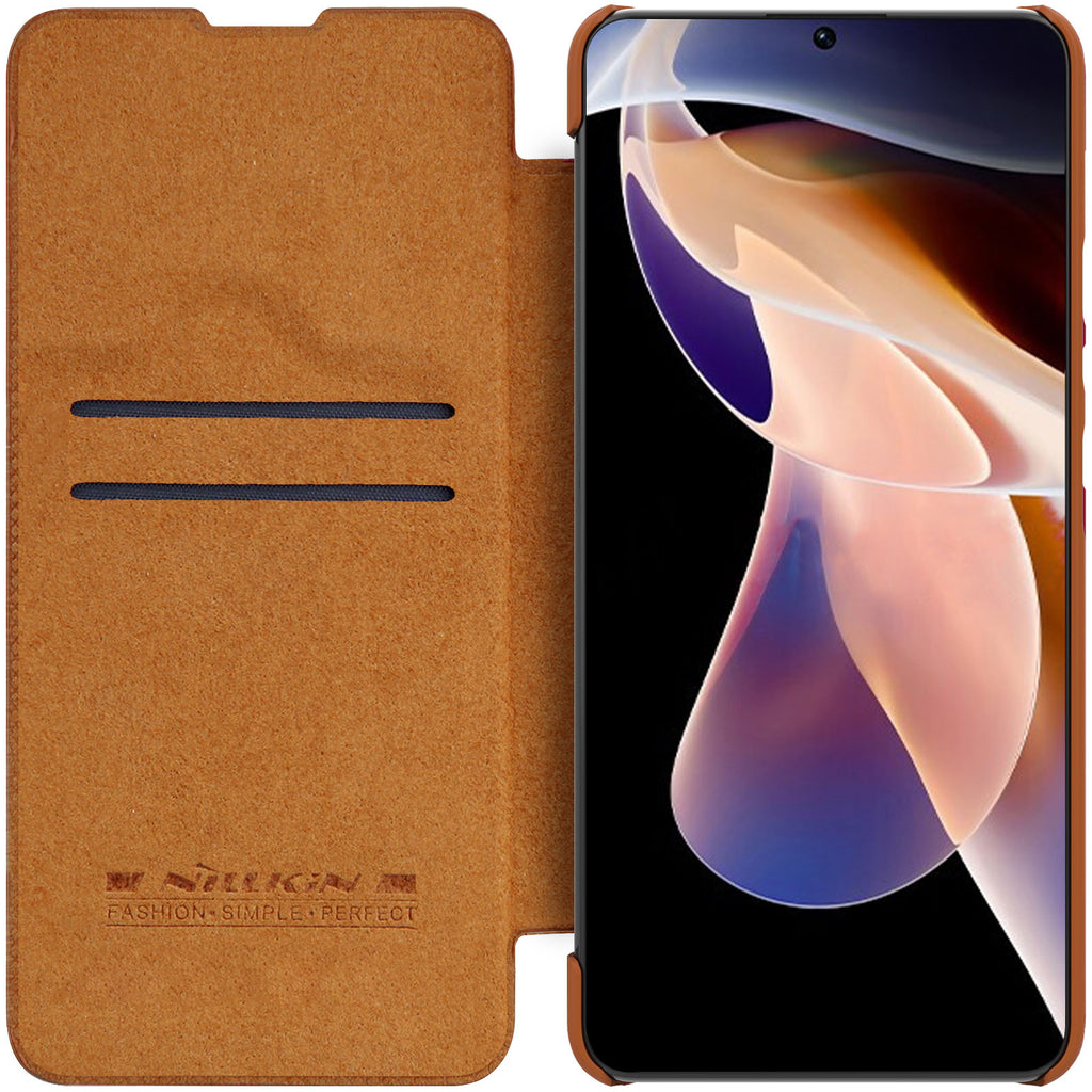Nillkin Qin dėklas Redmi Note 11 Pro+ / Mi11i – rudas -- Xiaomi Mi 11i HyperCharge