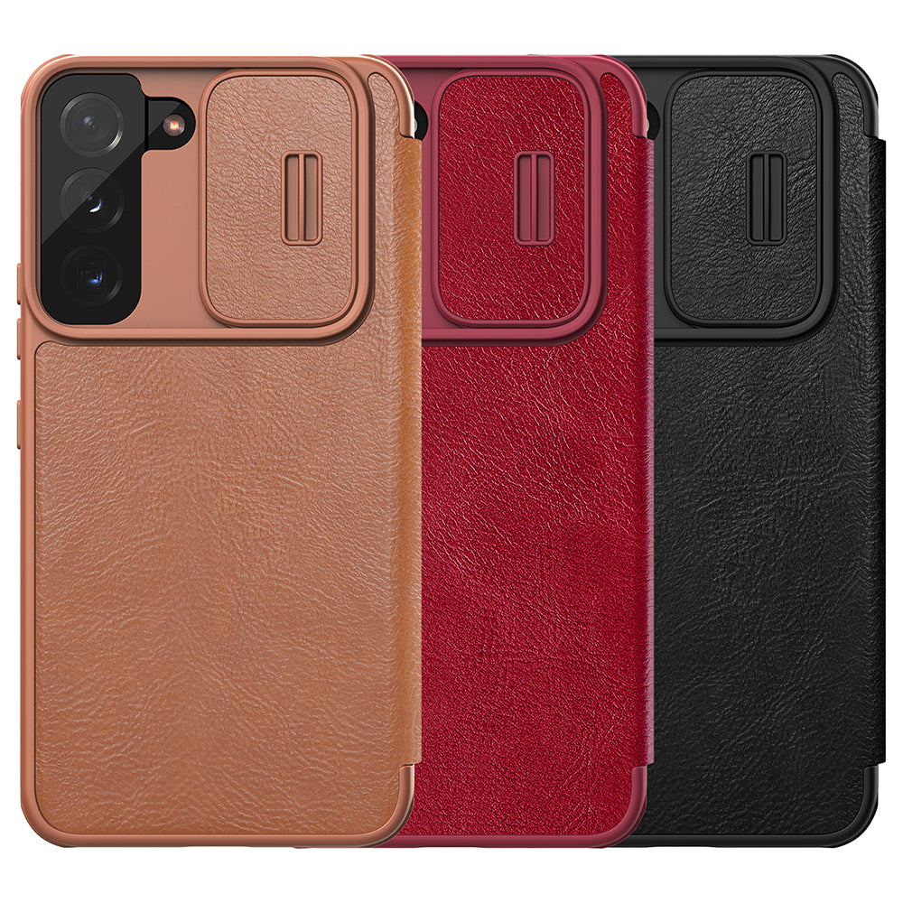 Nillkin Qin Leather Pro dėklas Galaxy S22+ – rudas -- Samsung Galaxy S22+