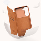 Nillkin Qin Leather Pro dėklas Galaxy S22+ – rudas -- Samsung Galaxy S22+