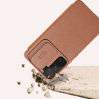 Nillkin Qin Leather Pro dėklas Galaxy S22+ – rudas -- Samsung Galaxy S22+
