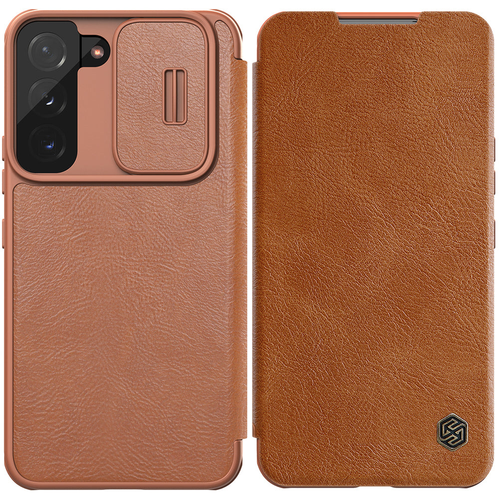 Nillkin Qin Leather Pro dėklas Galaxy S22+ – rudas -- Samsung Galaxy S22+