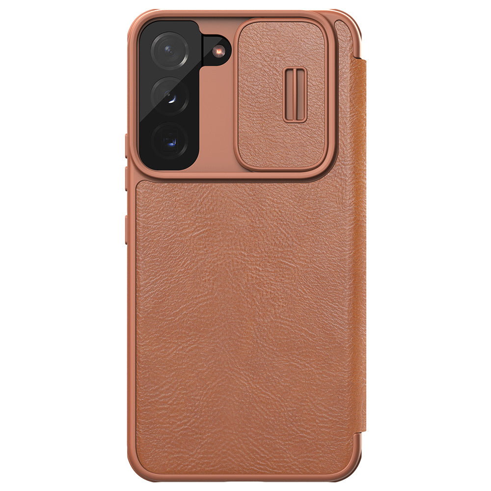 Nillkin Qin Leather Pro dėklas Galaxy S22+ – rudas -- Samsung Galaxy S22+