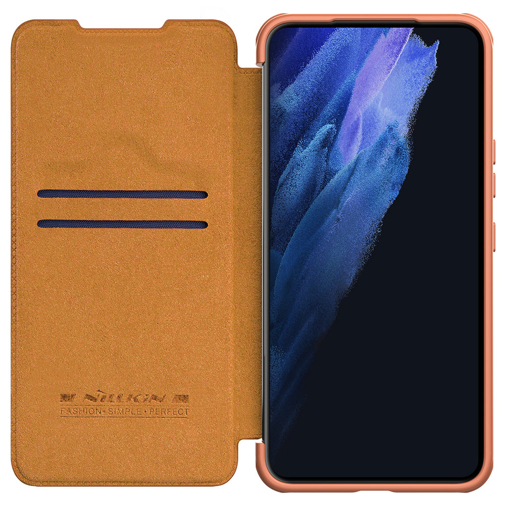 Nillkin Qin Leather Pro dėklas Galaxy S22+ – rudas -- Samsung Galaxy S22+