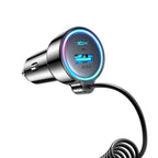 Joyroom JR-CL07 72W 3-in-1 automobilinis įkroviklis su 1.6 m USB-C laidu – juodas
