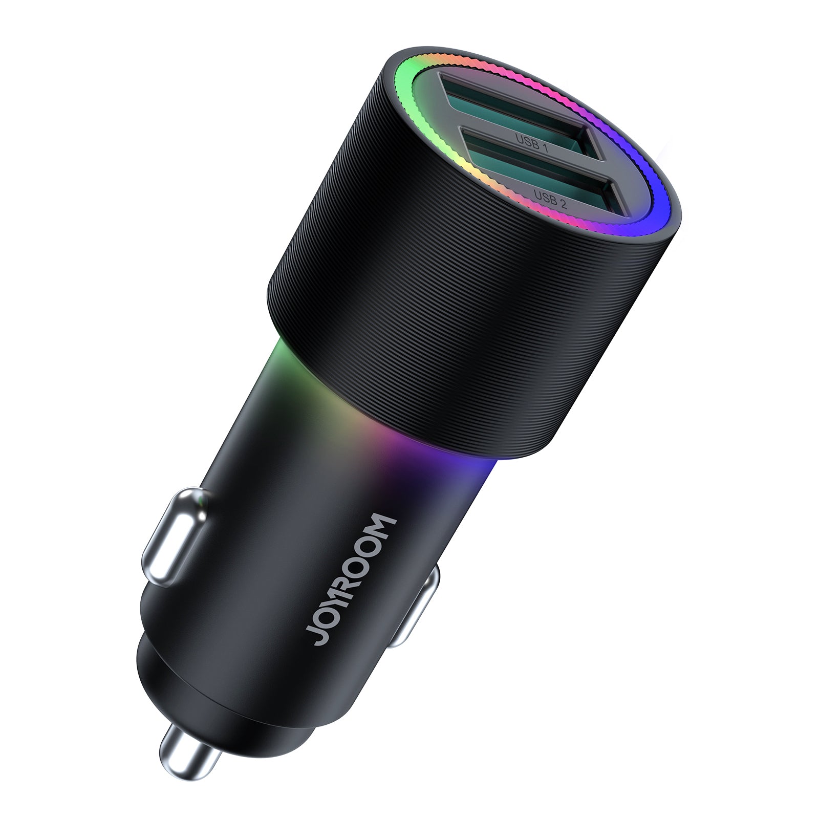 Joyroom automobilinis įkroviklis 2 x USB su pašvietimu 24W, juodas (JR-CL10)