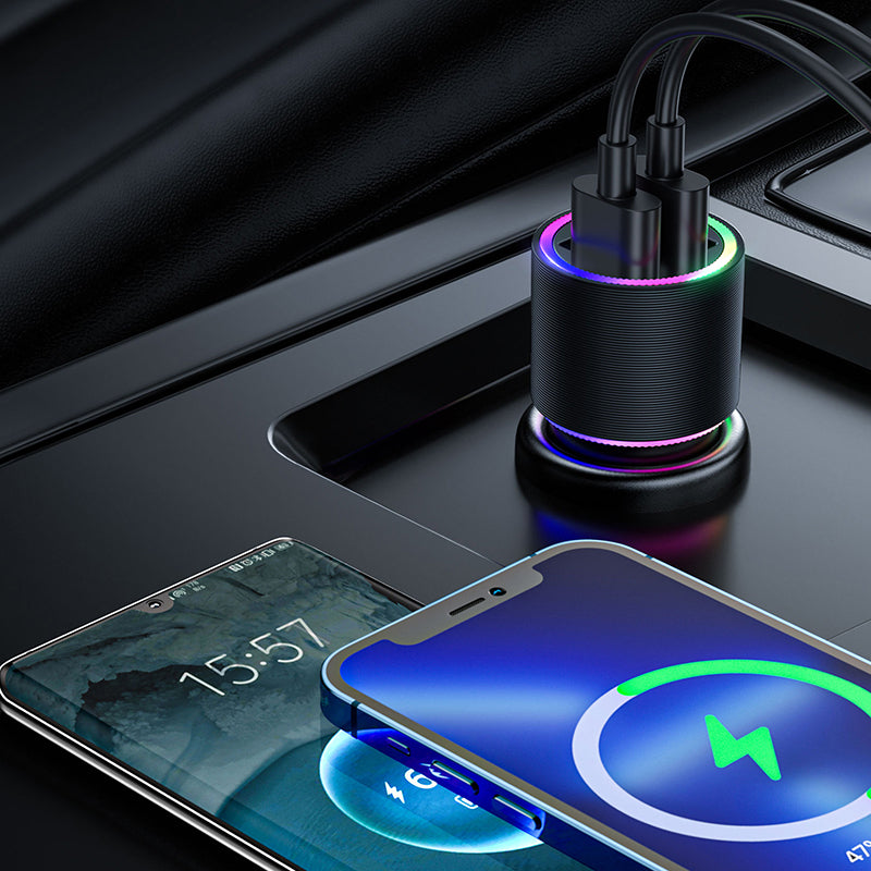 Joyroom automobilinis įkroviklis 2 x USB su pašvietimu 24W, juodas (JR-CL10)