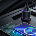 Joyroom automobilinis įkroviklis 2 x USB su pašvietimu 24W, juodas (JR-CL10)