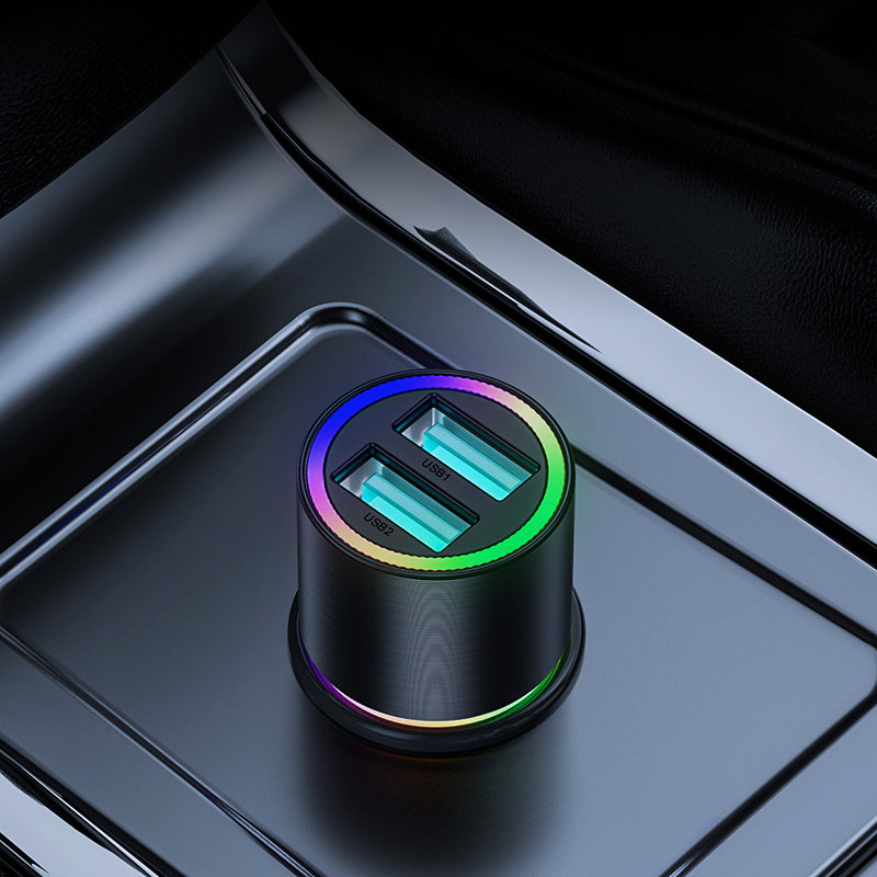 Joyroom automobilinis įkroviklis 2 x USB su pašvietimu 24W, juodas (JR-CL10)