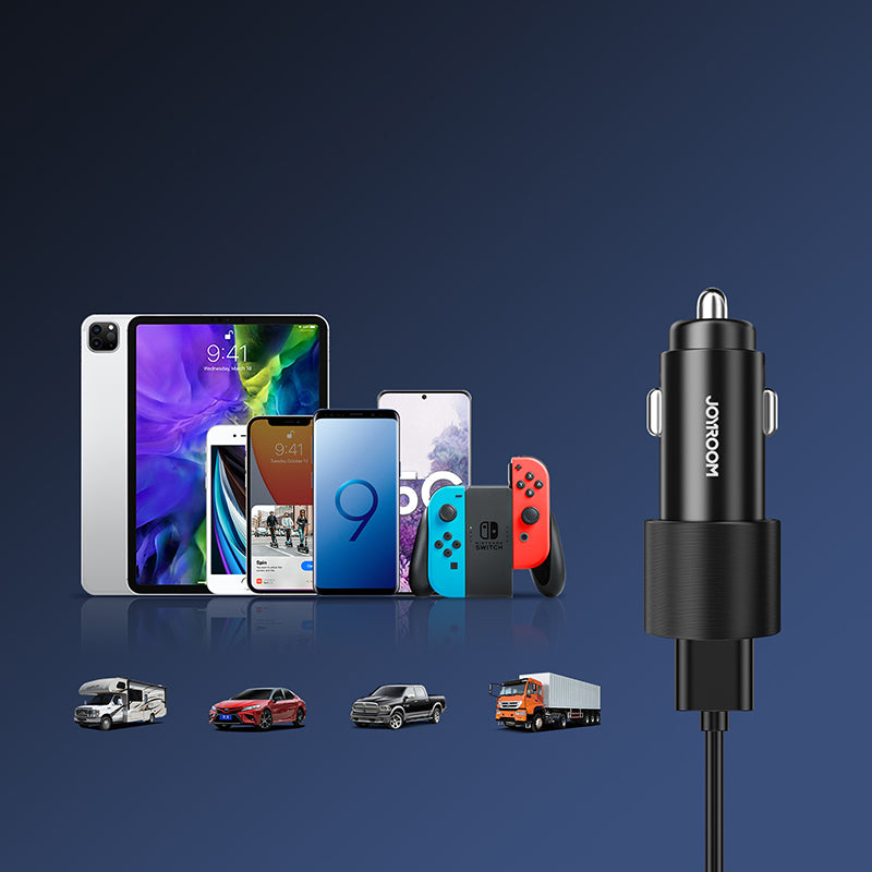 Joyroom automobilinis įkroviklis 2 x USB su pašvietimu 24W, juodas (JR-CL10)