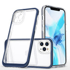 Skaidrus dėklas iPhone 11 Pro Max – mėlynas rėmelis -- iPhone 11 Pro Max