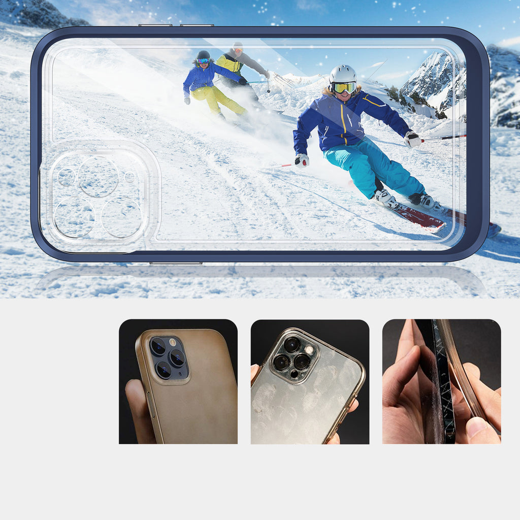 Skaidrus dėklas iPhone 11 Pro Max – mėlynas rėmelis -- iPhone 11 Pro Max