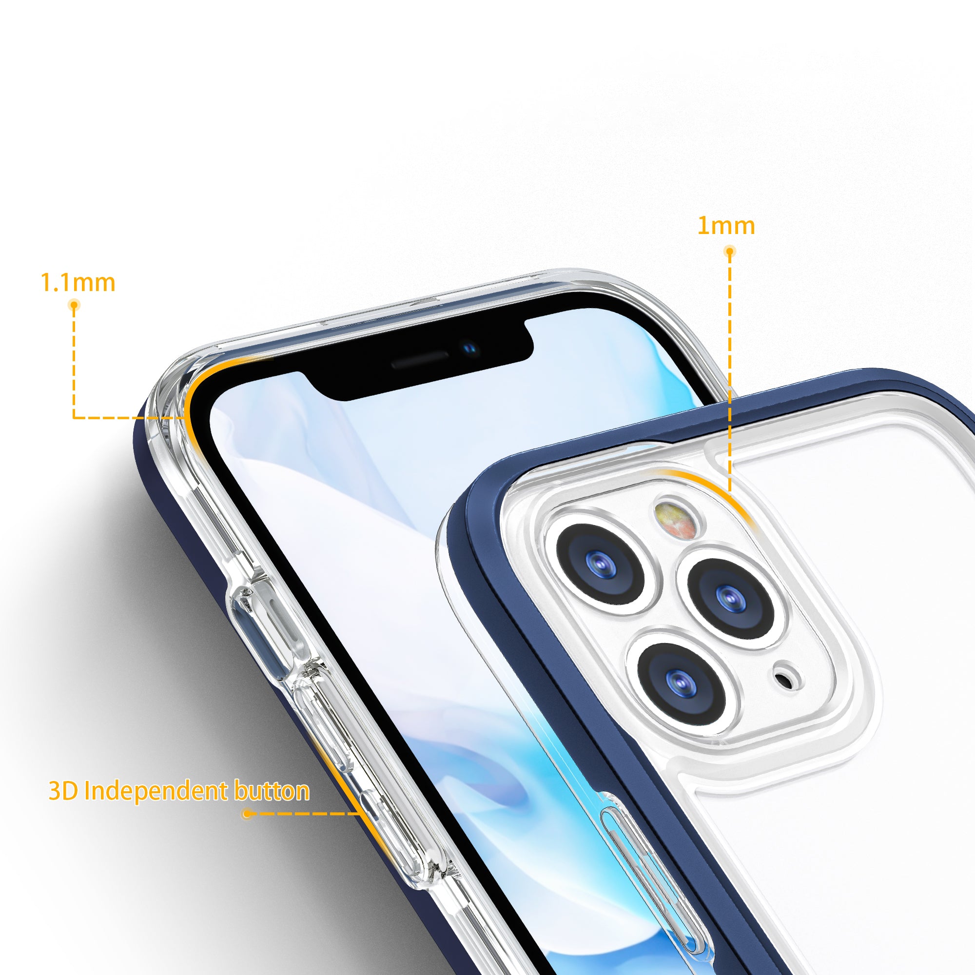 Skaidrus dėklas iPhone 11 Pro Max – mėlynas rėmelis -- iPhone 11 Pro Max