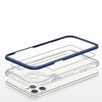Skaidrus dėklas iPhone 11 Pro Max – mėlynas rėmelis -- iPhone 11 Pro Max