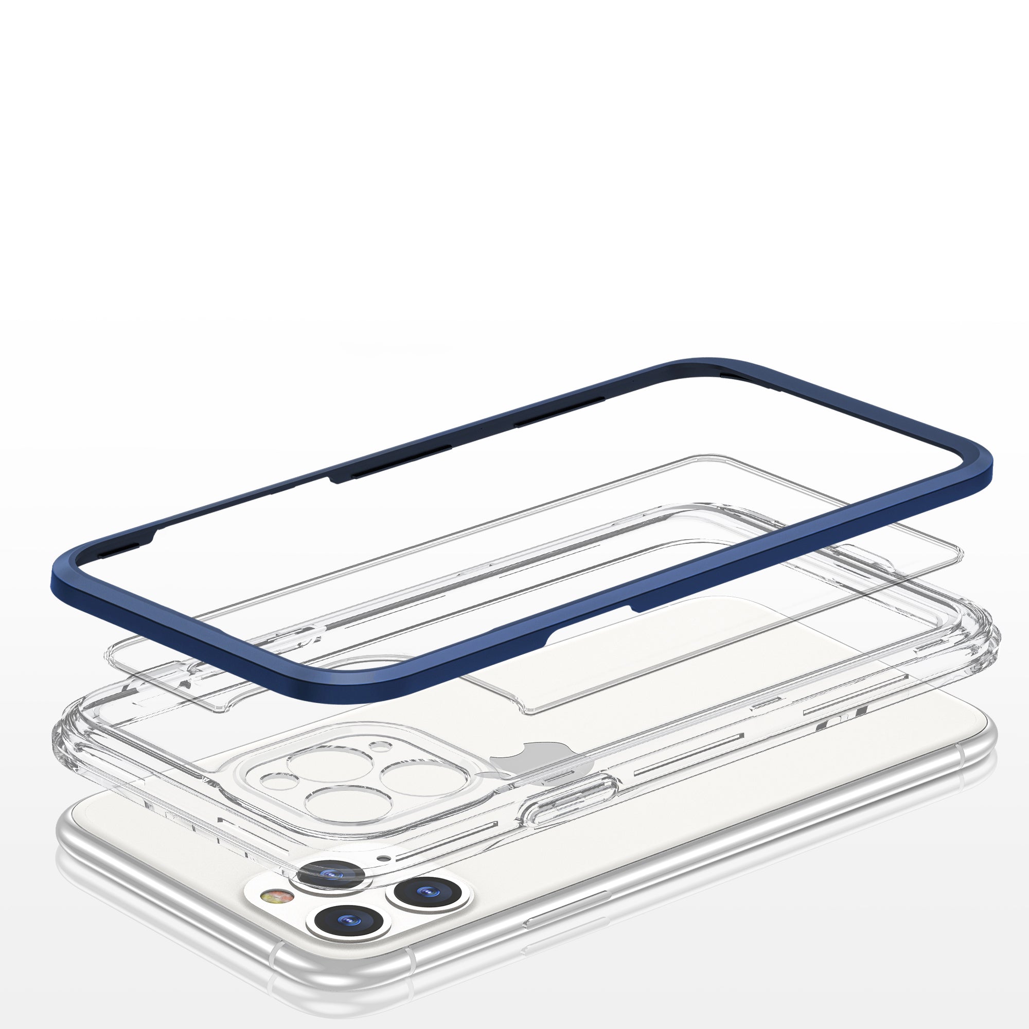 Skaidrus dėklas iPhone 11 Pro Max – mėlynas rėmelis -- iPhone 11 Pro Max