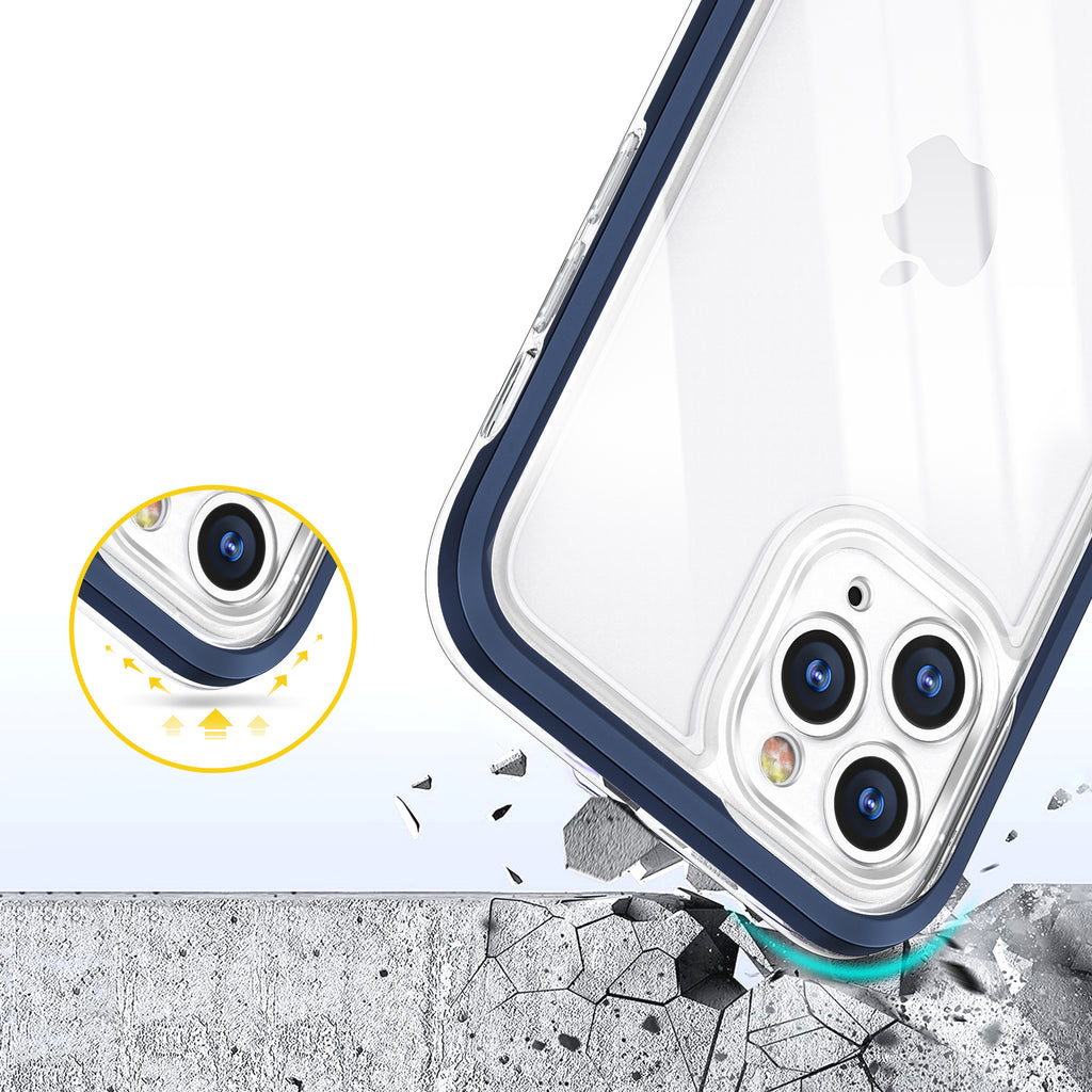Skaidrus dėklas iPhone 11 Pro Max – mėlynas rėmelis -- iPhone 11 Pro Max