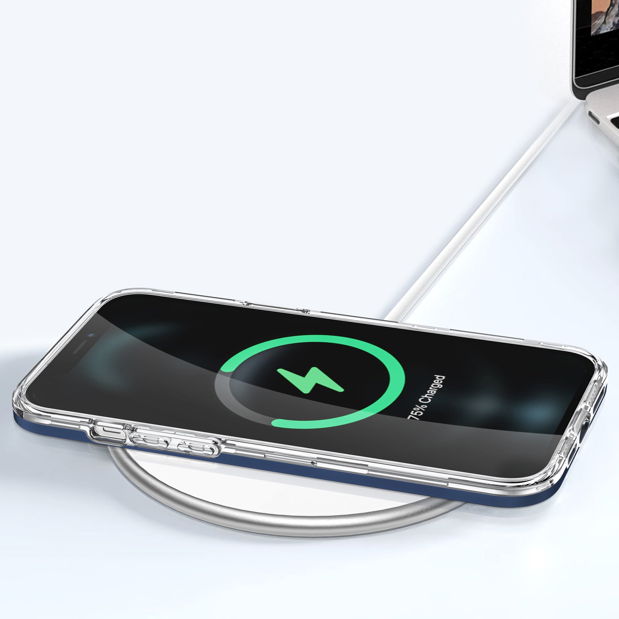 Skaidrus dėklas iPhone 11 Pro Max – mėlynas rėmelis -- iPhone 11 Pro Max