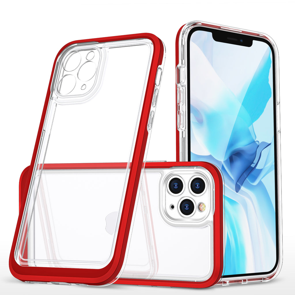 Skaidrus Hybrid Armor dėklas iPhone 11 Pro Max – raudonas -- iPhone 11 Pro Max