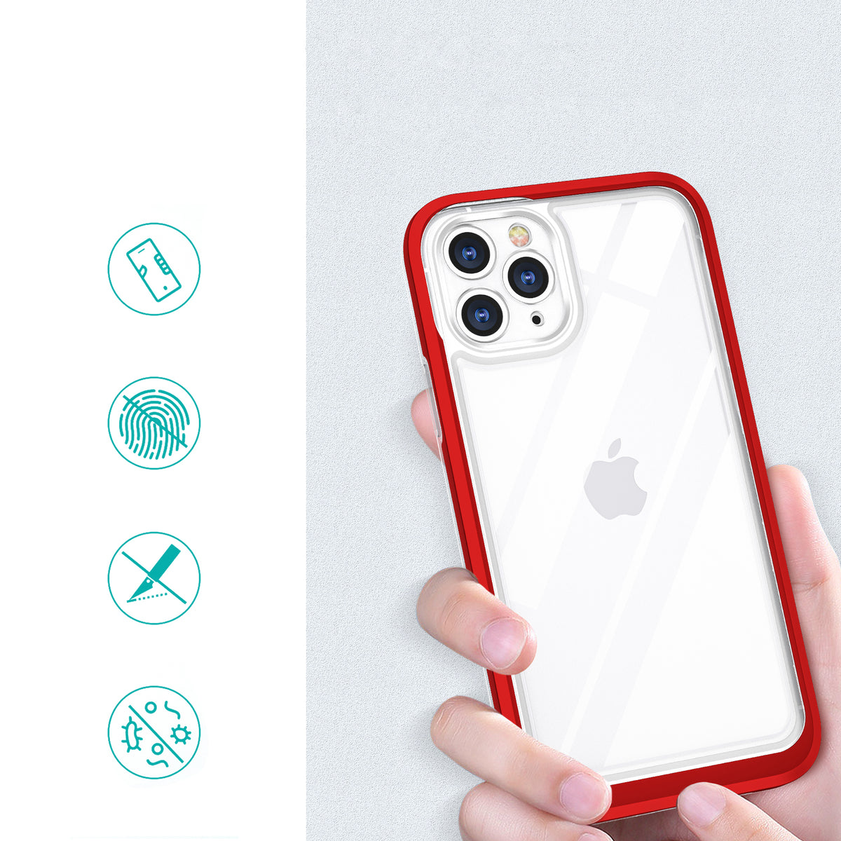 Skaidrus Hybrid Armor dėklas iPhone 11 Pro Max – raudonas -- iPhone 11 Pro Max