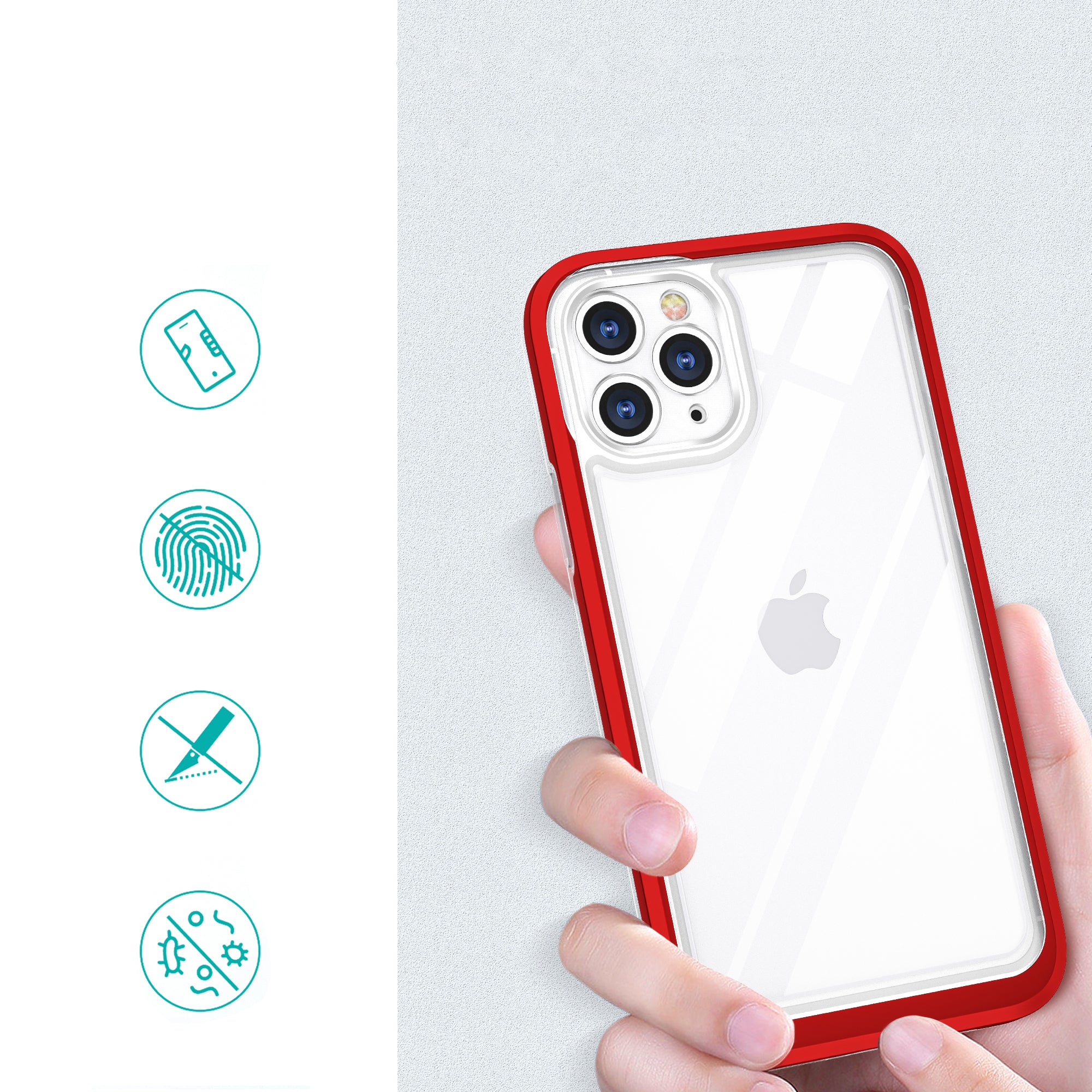Skaidrus Hybrid Armor dėklas iPhone 11 Pro Max – raudonas -- iPhone 11 Pro Max