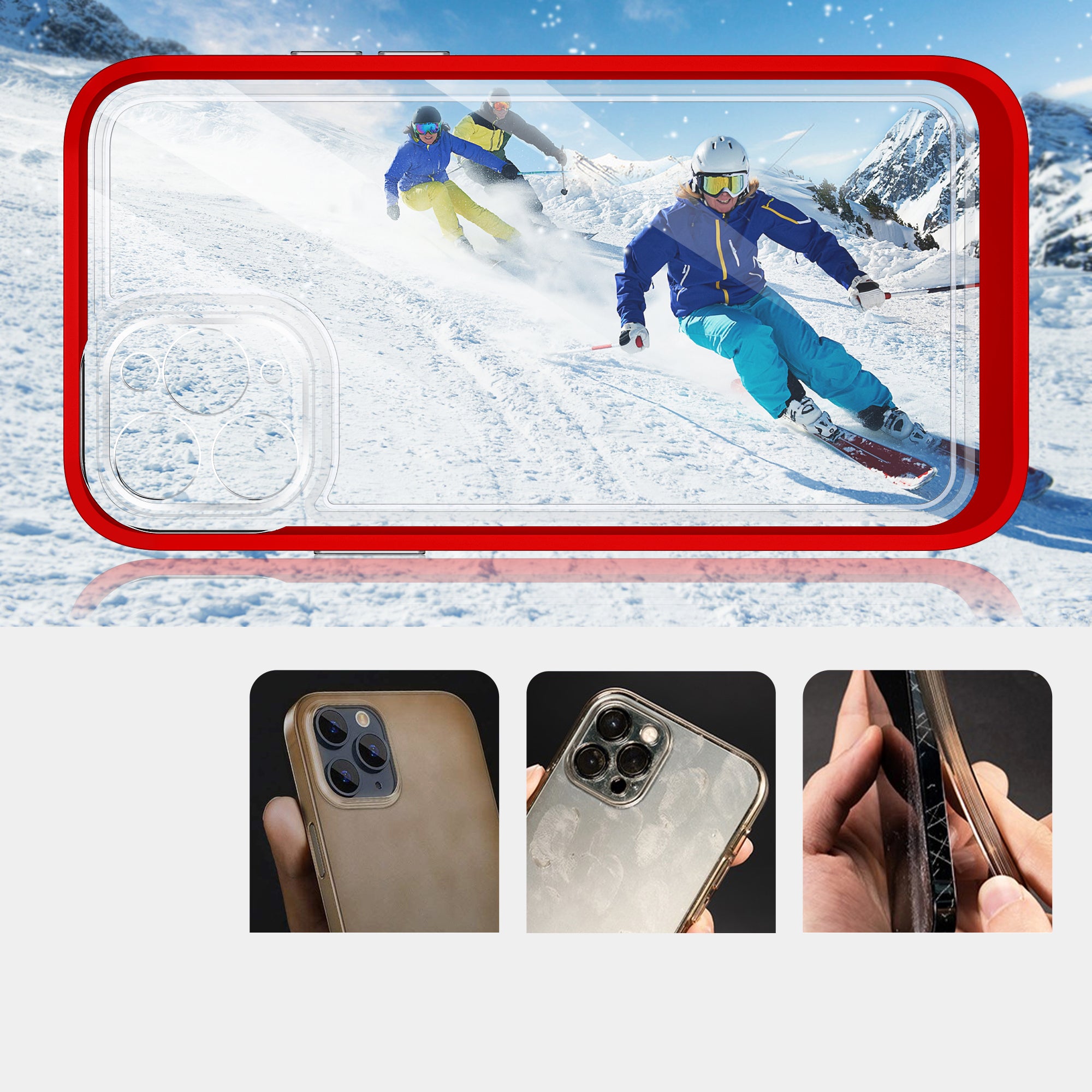 Skaidrus Hybrid Armor dėklas iPhone 11 Pro Max – raudonas -- iPhone 11 Pro Max