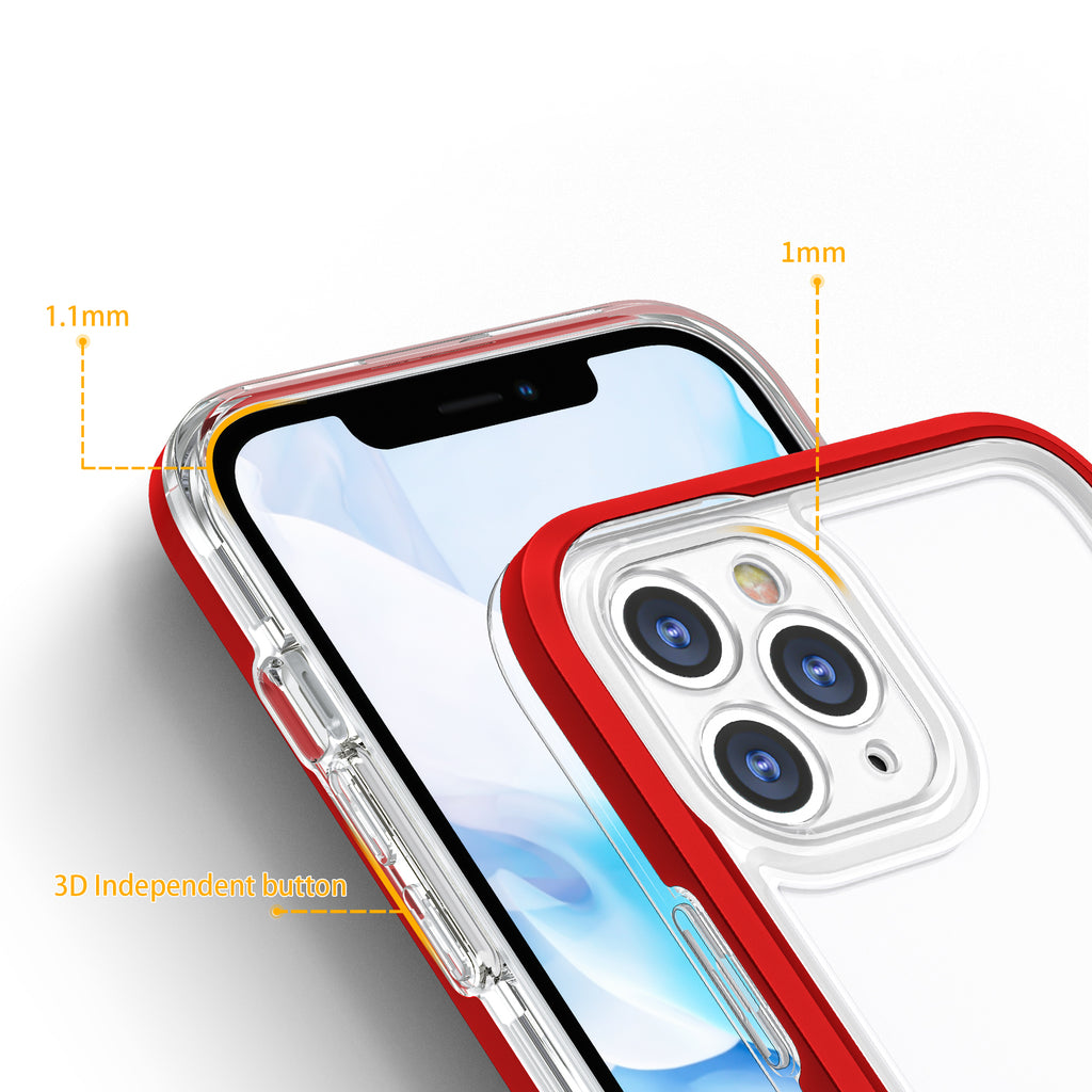 Skaidrus Hybrid Armor dėklas iPhone 11 Pro Max – raudonas -- iPhone 11 Pro Max