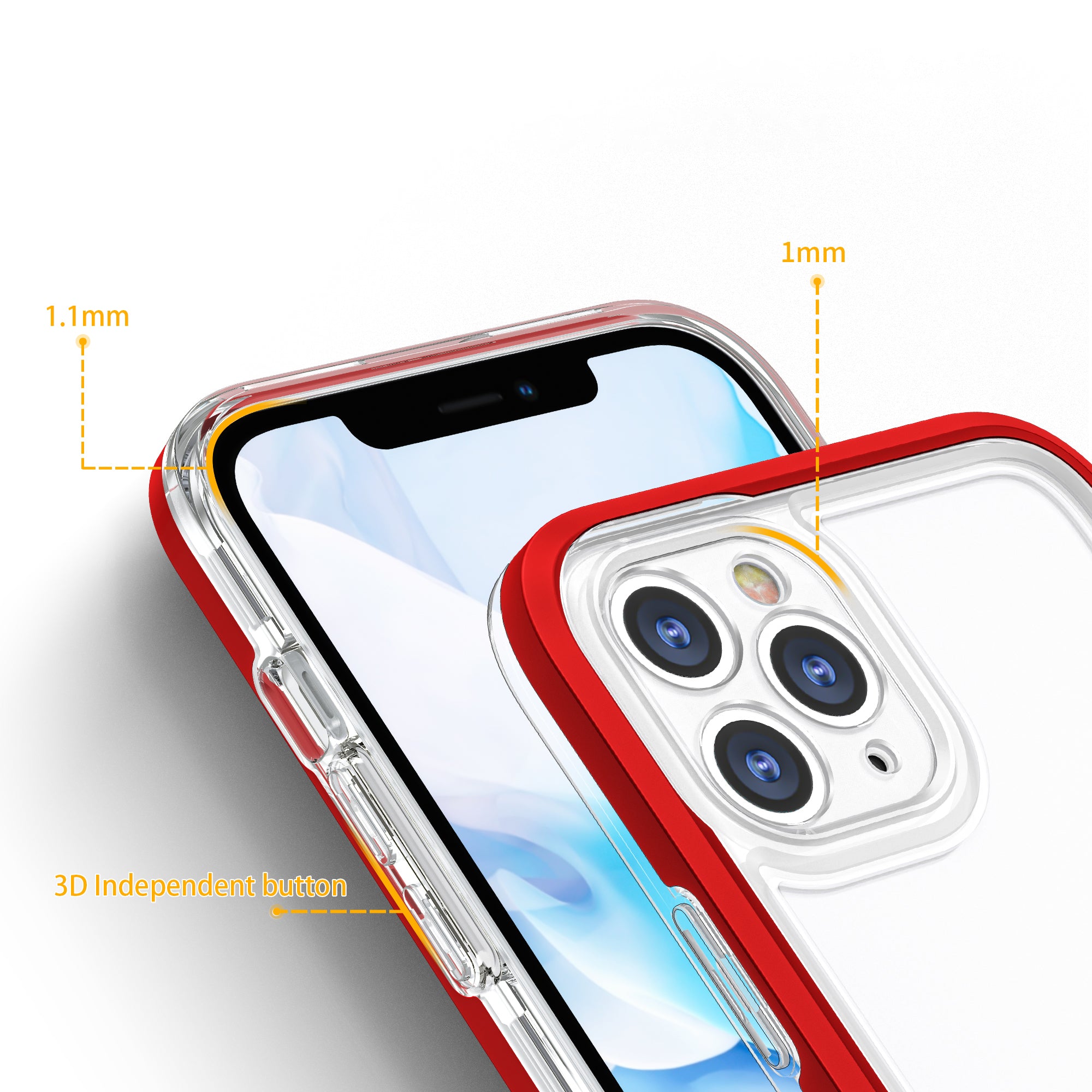 Skaidrus Hybrid Armor dėklas iPhone 11 Pro Max – raudonas -- iPhone 11 Pro Max