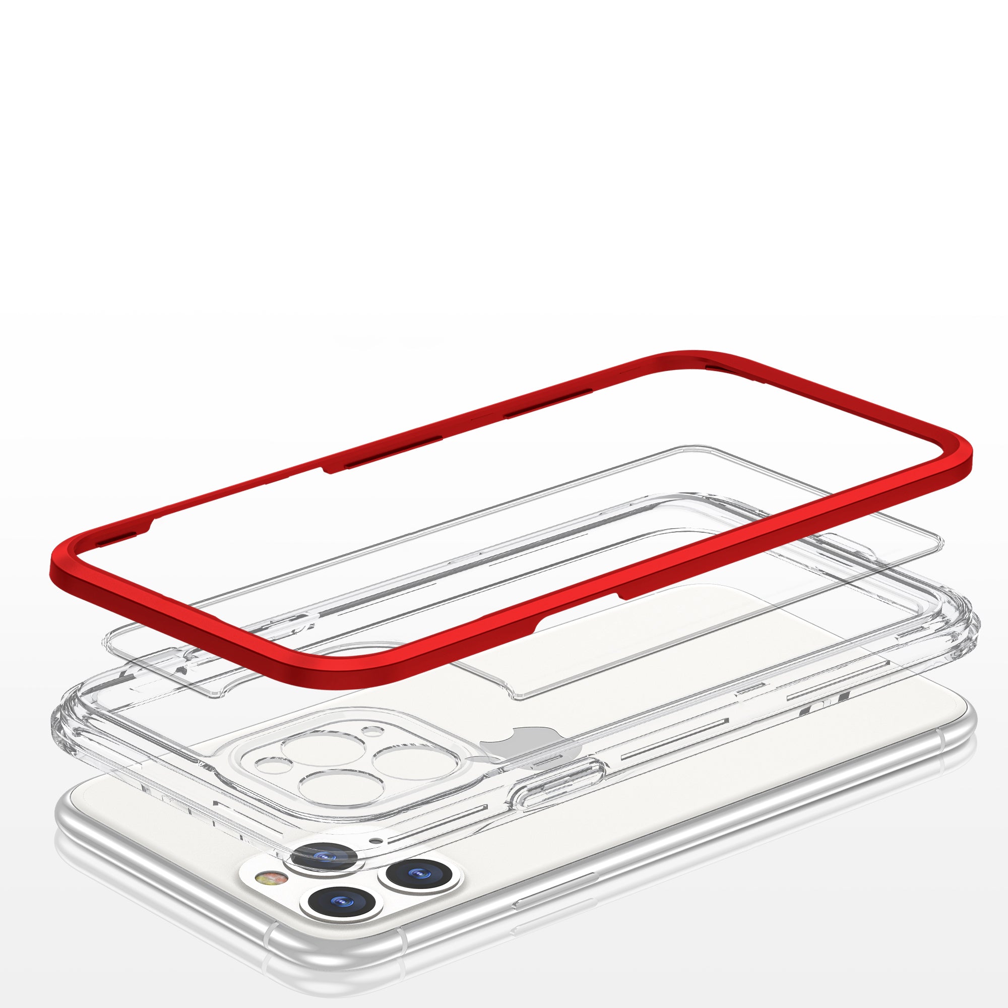 Skaidrus Hybrid Armor dėklas iPhone 11 Pro Max – raudonas -- iPhone 11 Pro Max