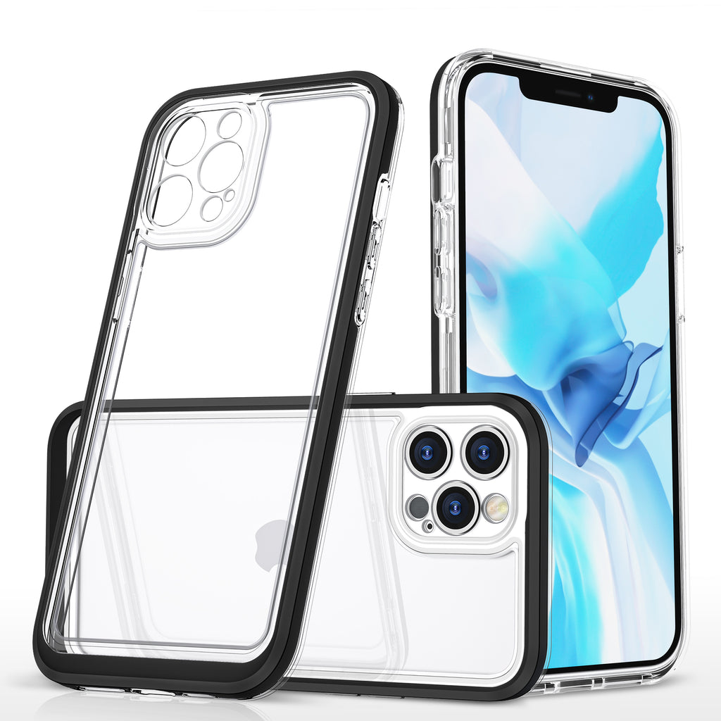 Skaidrus dėklas iPhone 12 Pro – juodas rėmelis -- iPhone 12 Pro