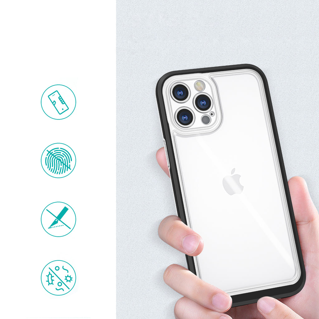 Skaidrus dėklas iPhone 12 Pro – juodas rėmelis -- iPhone 12 Pro